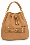 BOOSHII Signature Drawstring Bucket Bag — Tan