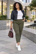 BOOSHII — Cropped Jacket & Olive Trousers Set