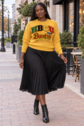 BOOSHII — Mustard Sweatshirt & Pleated Skirt Set