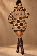 BOOSHII — Brown Mosaic Hoodie Dress