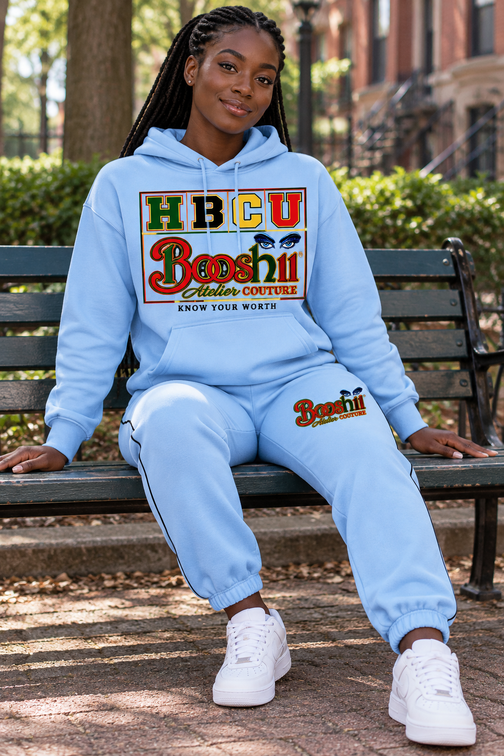 Sky Blue Hoodie and Joggers — HBCU design preview; Matching hoodie and joggers