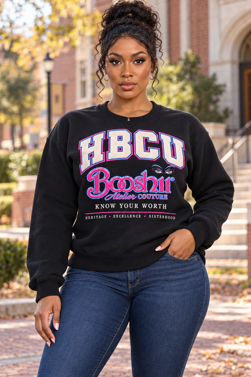 Black and Pink Heritage Sweatshirt — HBCU design preview; One sweatshirt