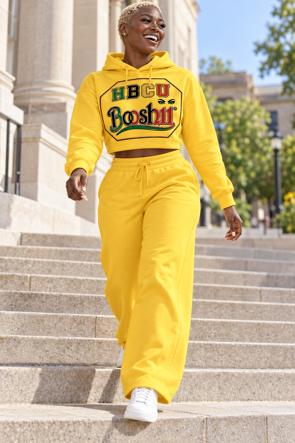 Yellow Hoodie and Joggers — HBCU design preview; Matching hoodie and joggers