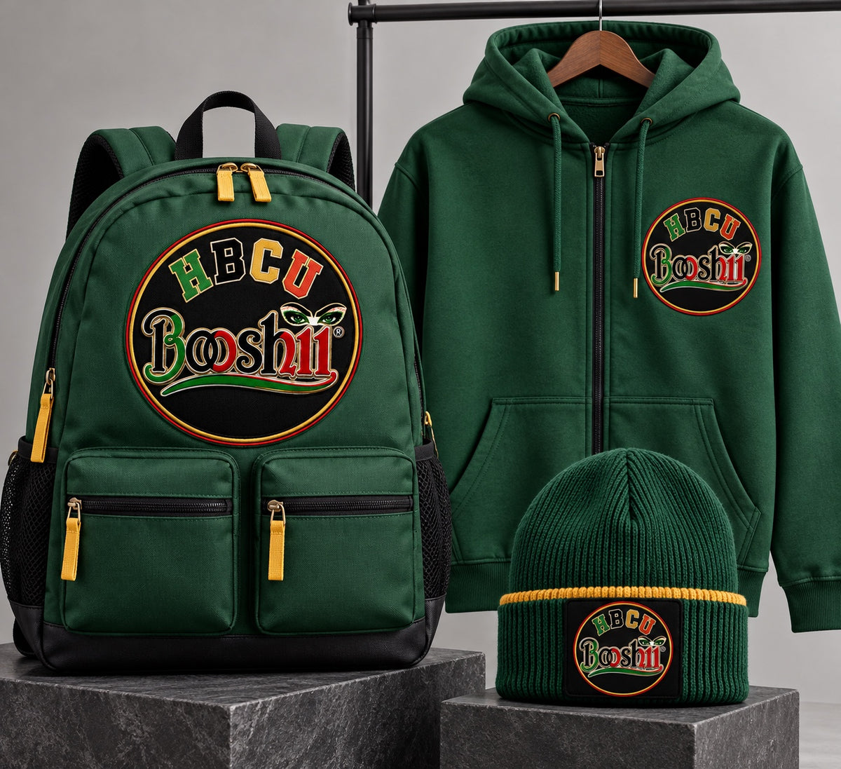 Forest Green Crest Beanie — HBCU design preview; One beanie; hoodie and backpack sold separately