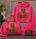 Hot Pink Crest Beanie — HBCU design preview; One beanie; hoodie and handbag sold separately