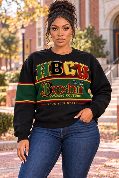 Black and Green Heritage Sweatshirt — HBCU design preview; One sweatshirt