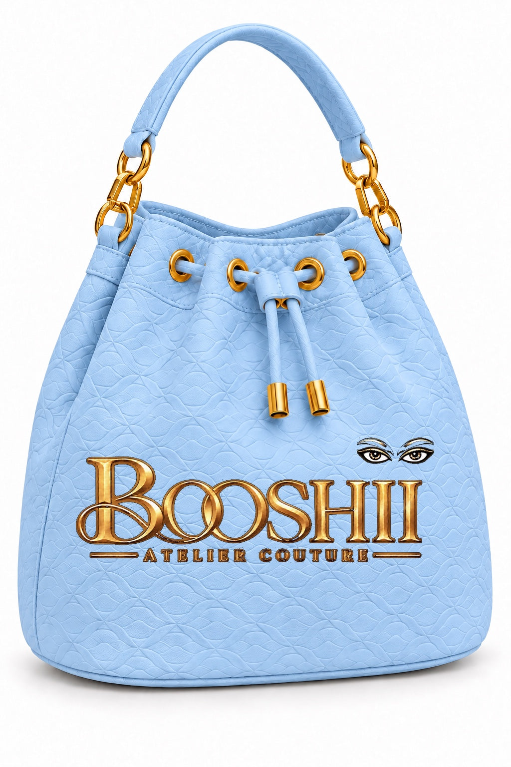 BOOSHII Signature Drawstring Bucket Bag — Baby Blue