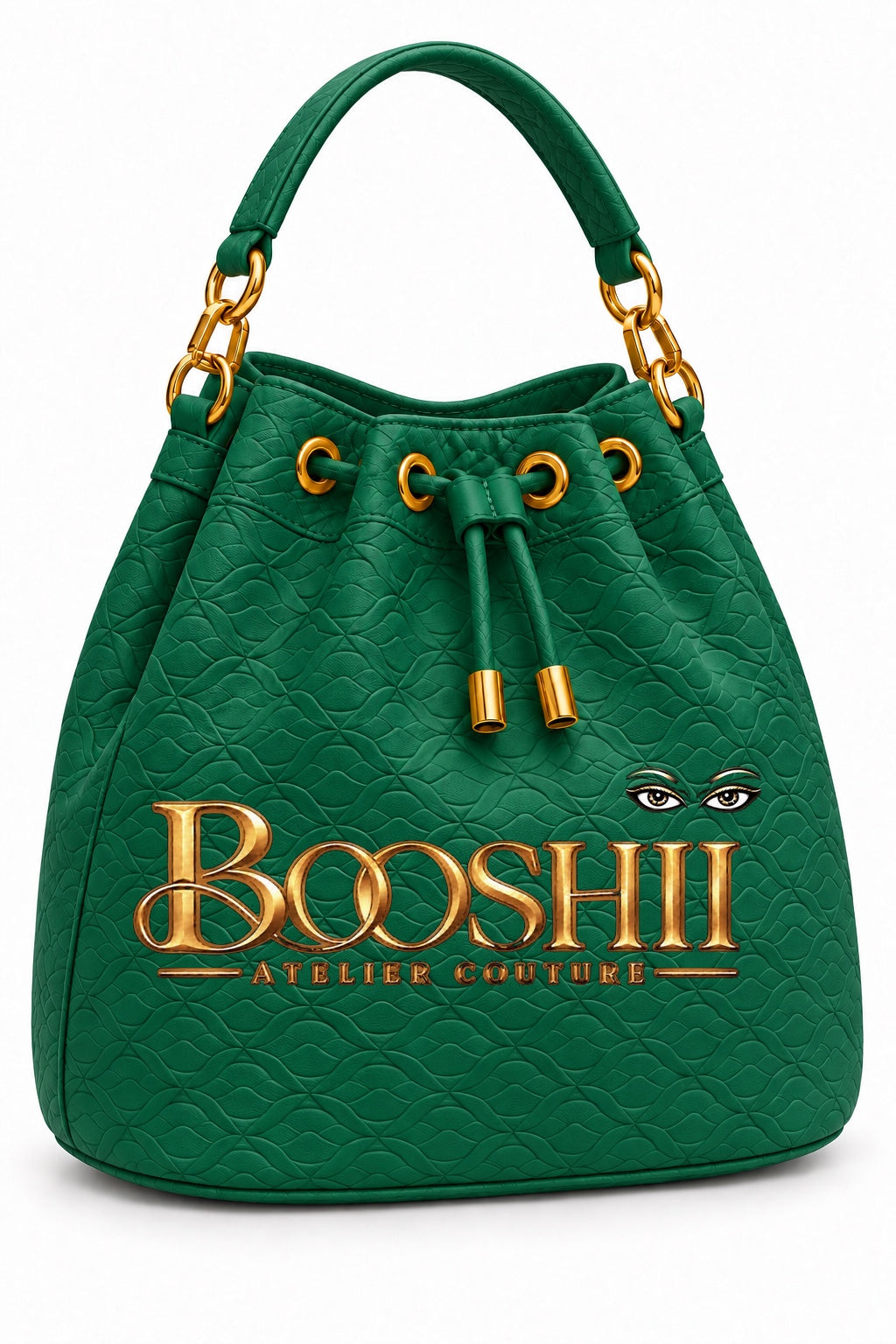 BOOSHII Signature Drawstring Bucket Bag — Emerald Green