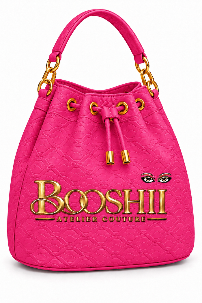 BOOSHII Signature Drawstring Bucket Bag — Hot Pink