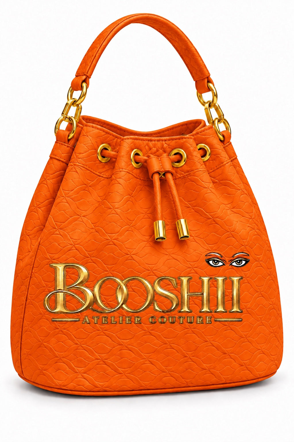 BOOSHII Signature Drawstring Bucket Bag — Orange