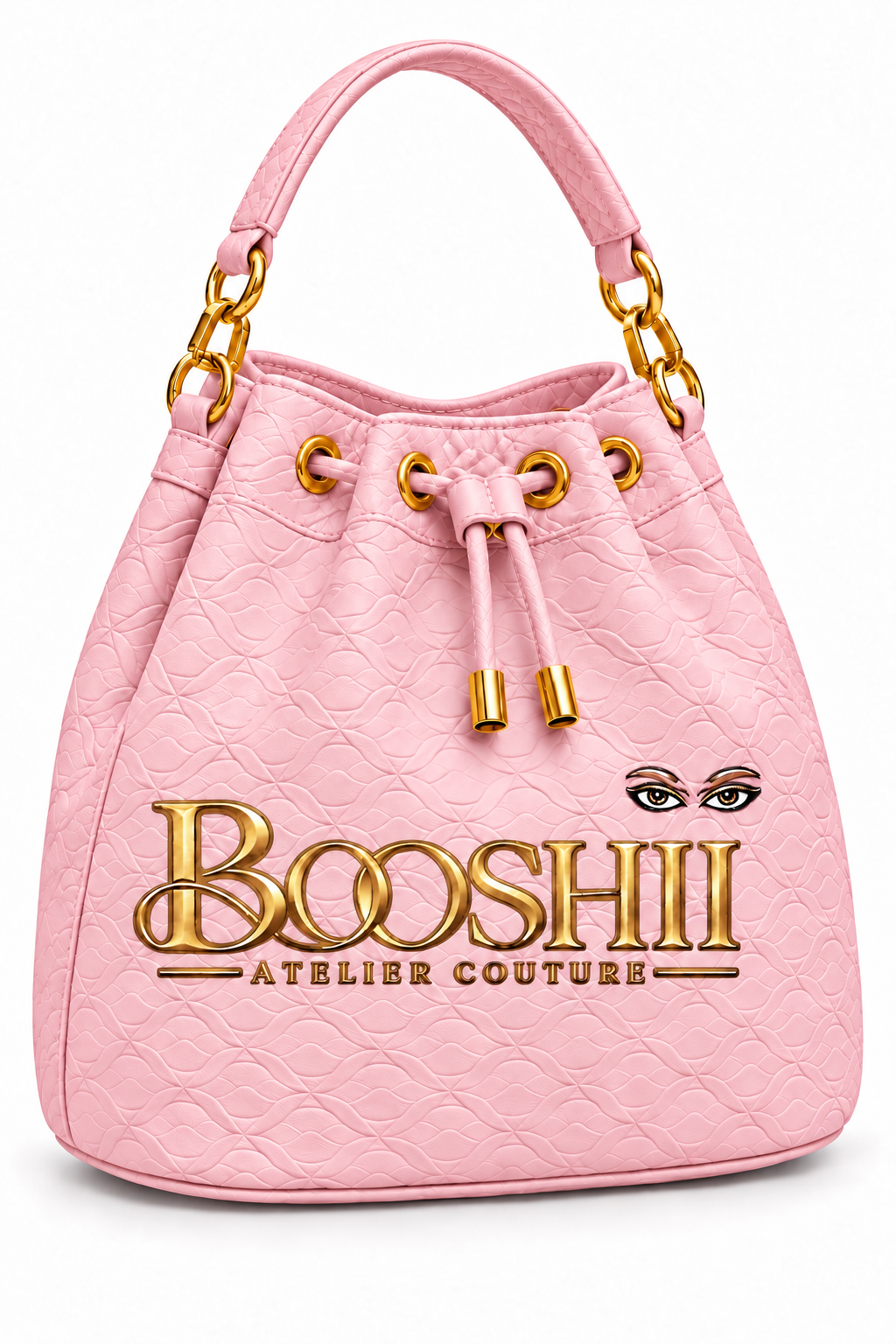 BOOSHII Signature Drawstring Bucket Bag — Pink