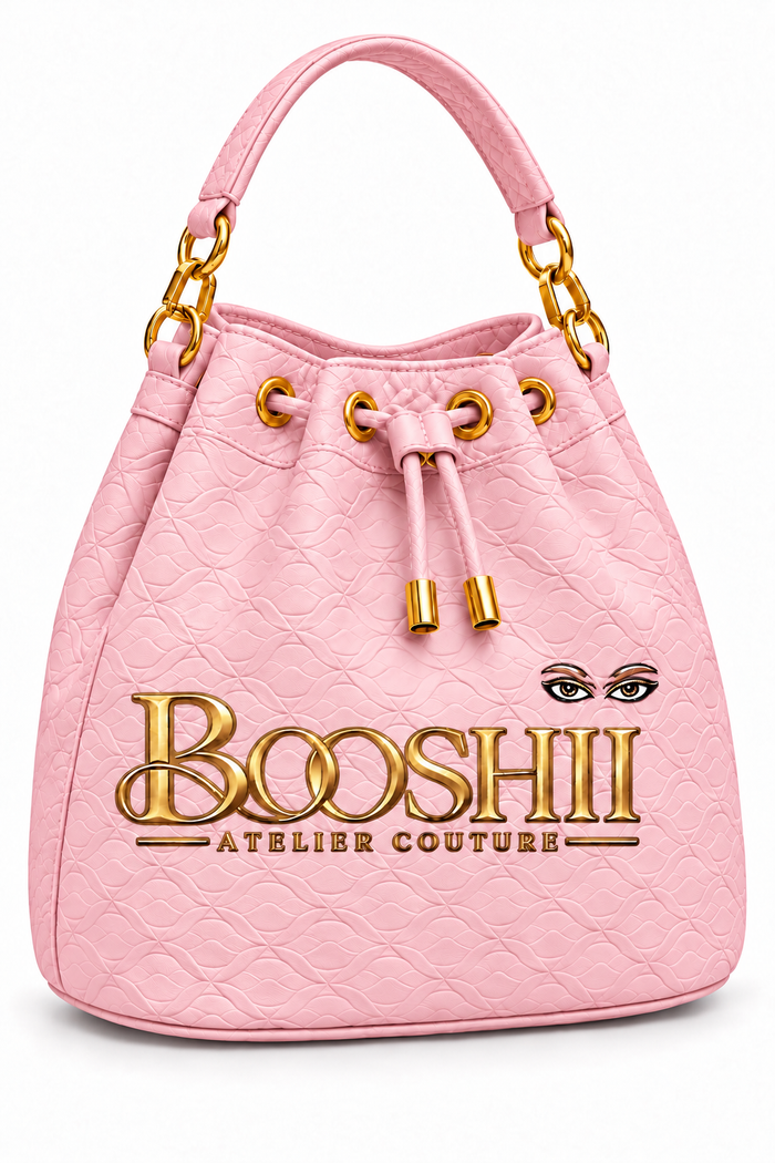 BOOSHII Signature Drawstring Bucket Bag — Pink