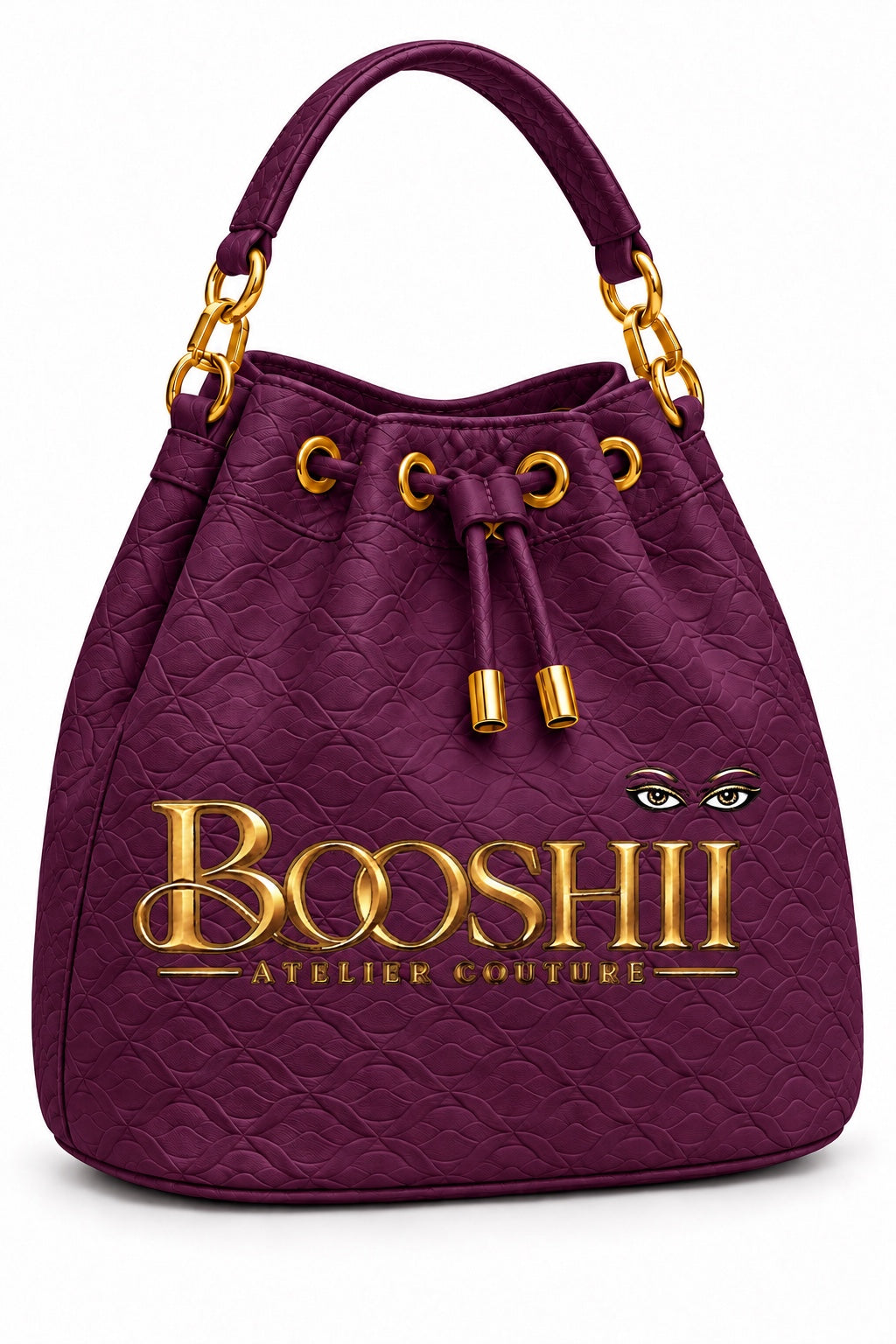 BOOSHII Signature Drawstring Bucket Bag — Plum