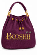 BOOSHII Signature Drawstring Bucket Bag — Plum