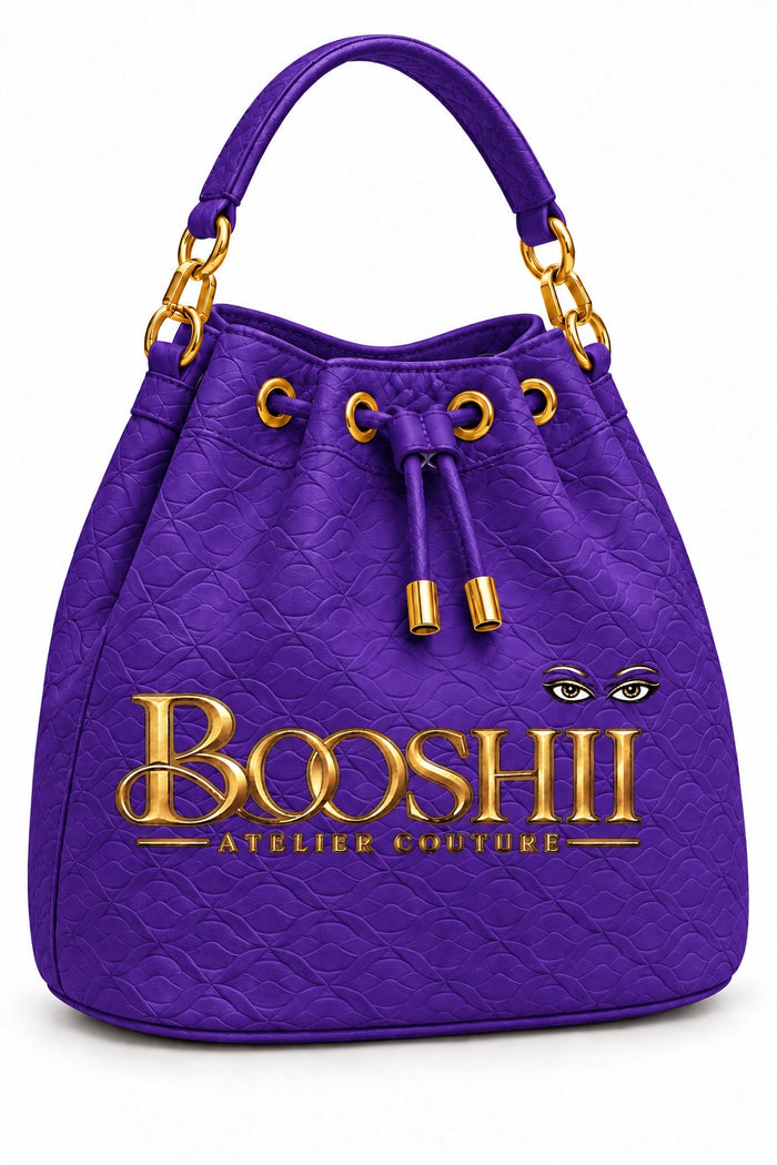 BOOSHII Signature Drawstring Bucket Bag — Purple