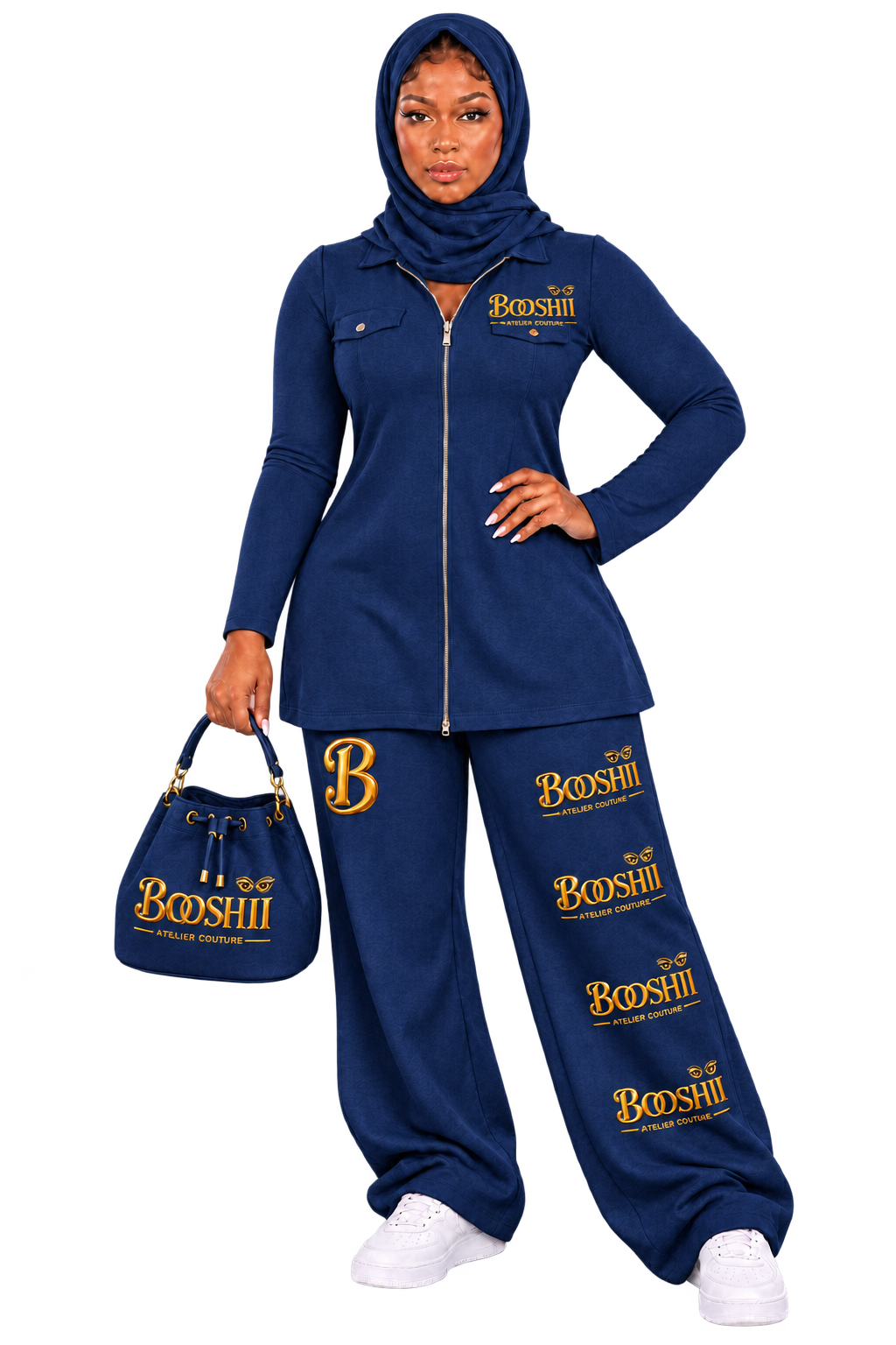 BOOSHII — Navy Hooded Two-Piece Set