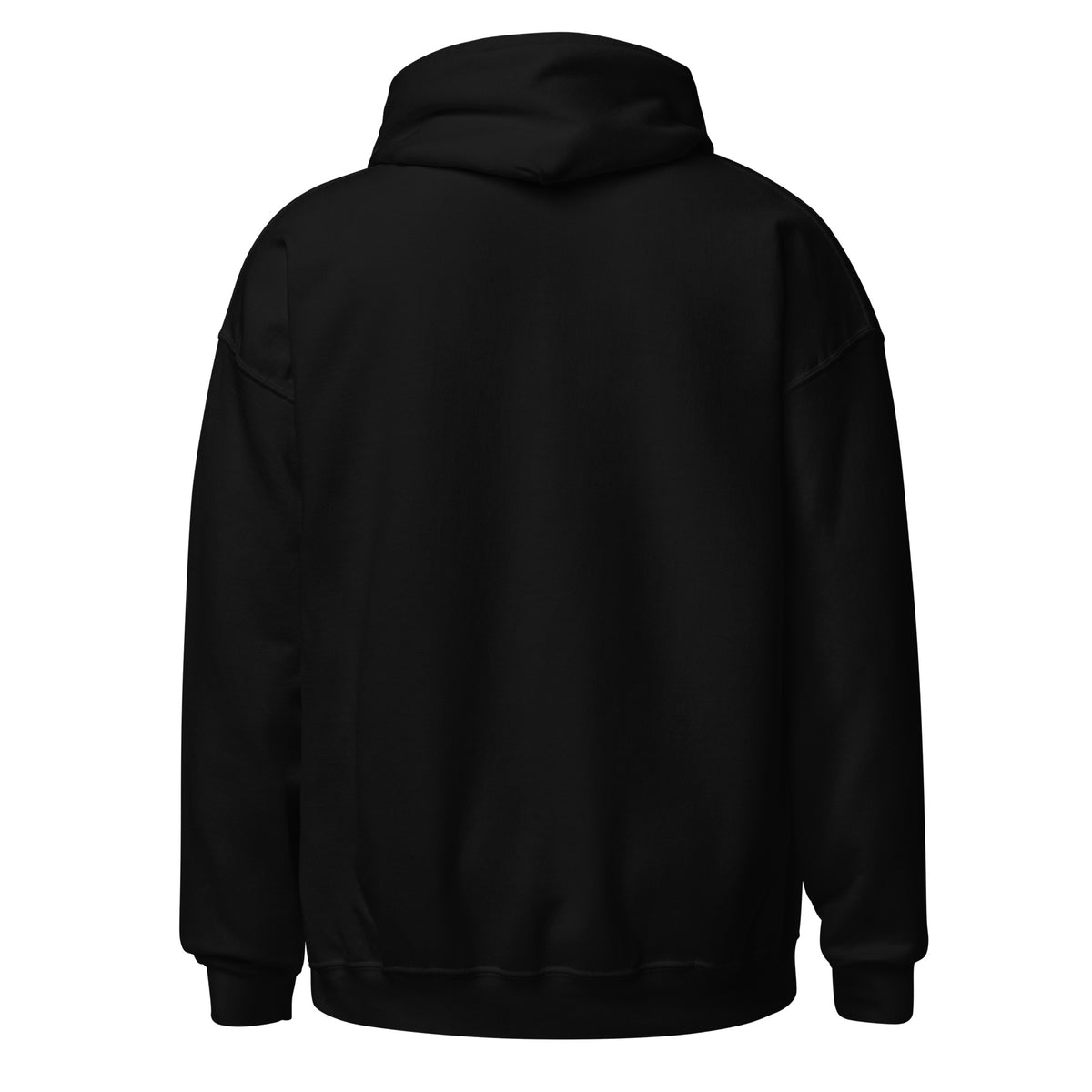 Back view of the black BOOSHII Know Your Worth hoodie
